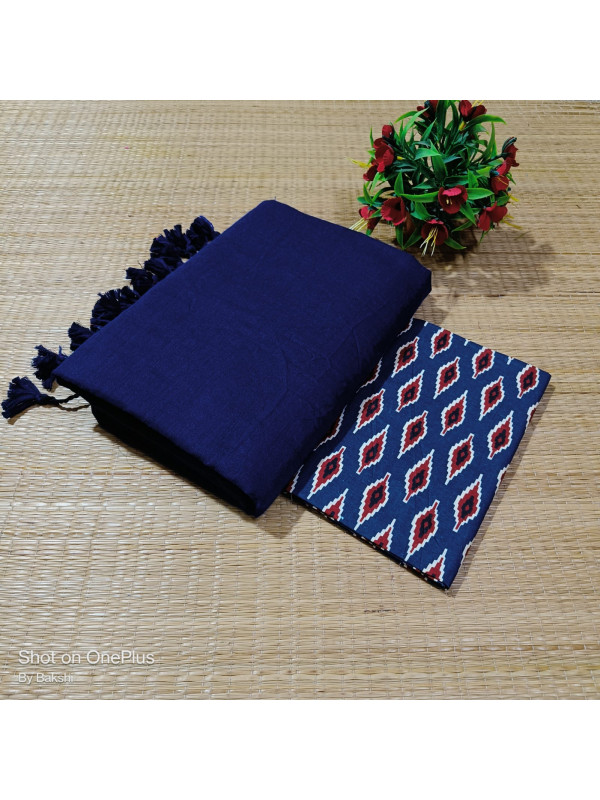 Plain khadi with Blouse(Nevi blue) Plain khadi with Blouse(Nevi blue)